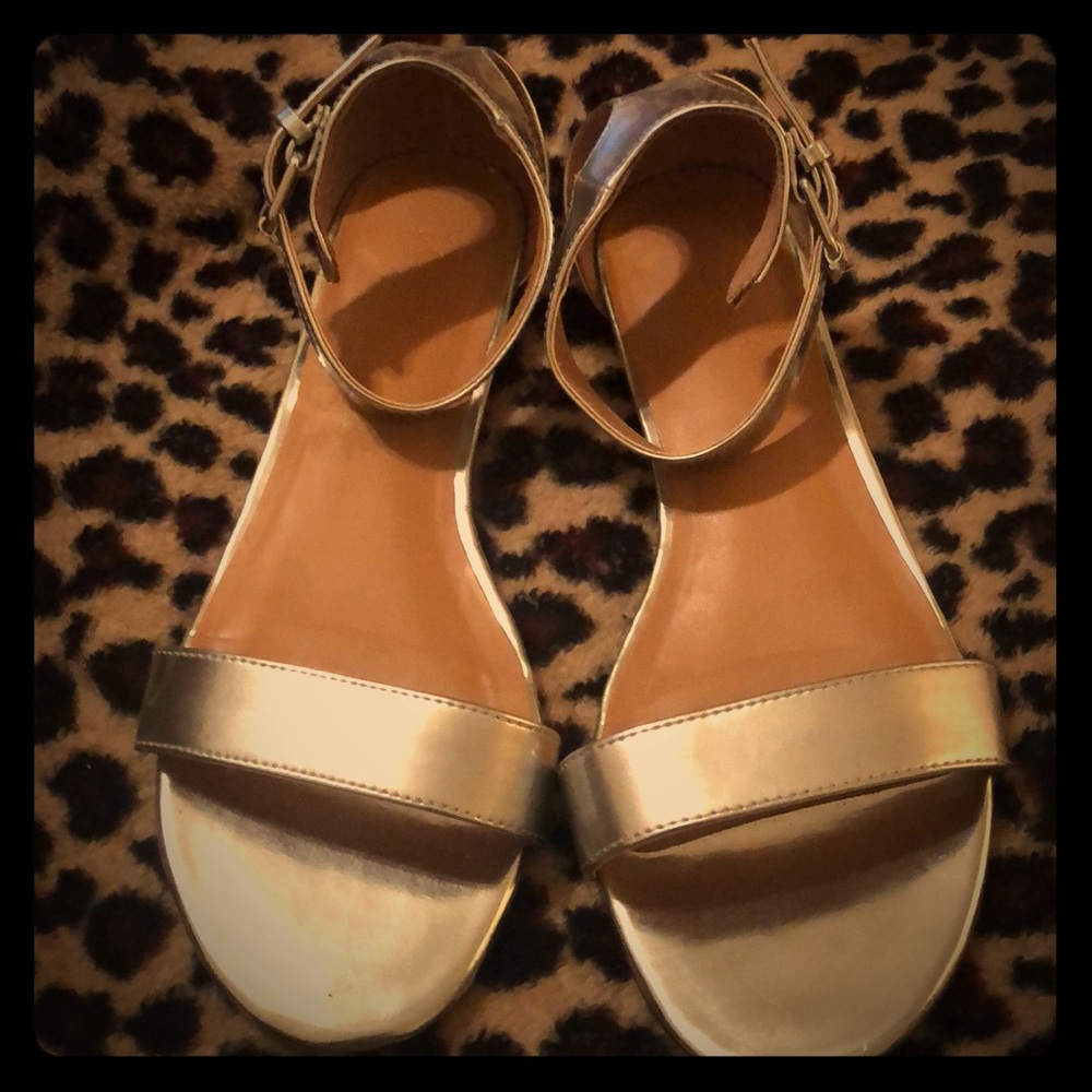 J. Crew mirrored metallic ankle sandals. Size 9!